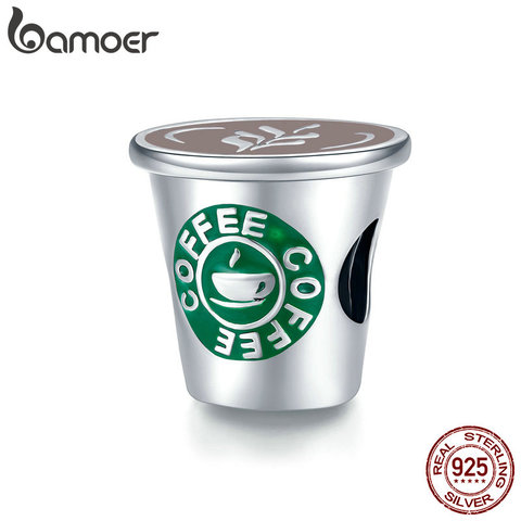 Bamoer-abalorio de Plata de Ley 925 con forma de taza de café, pulsera de plata Original, joyería artesanal SCC1545 ► Foto 1/6