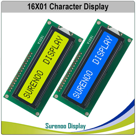 Módulo de pantalla LCD de 161 caracteres, 16X1, LCM, azul, amarillo, verde, con retroiluminación, 1601 ► Foto 1/3