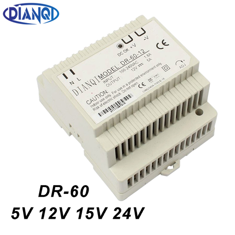 DIANQI-fuente de alimentación de carril Din, convertidor de potencia de 60W, 5V, 12V, 24V, 24V, 60W, CA, CC, DR-60-24, DR-60-5, DR-60-12, DR-60-15 ► Foto 1/6