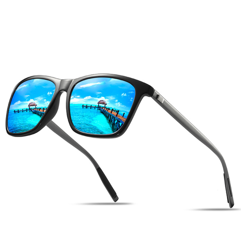 Marca Diseño polarizadas gafas de sol hombre gafas de sol conductor hombre Retro Vintage gafas de sol hombres Spuare espejo UV400, gafas ► Foto 1/6