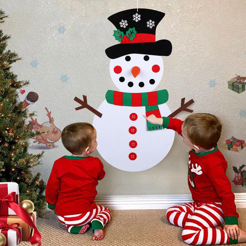 Decoraciones de Navidad DIY, muñeco de nieve de fieltro, regalo de Año Nuevo, juguetes para niños con adornos de Navid, Kit para colgar en la pared de la puerta, decoraciones para el hogar de Navidad ► Foto 1/6