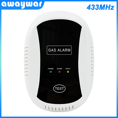 Awaywar 433MHz de alarma de Gas Detector de LPG Sensor inalámbrico inteligente para alarma de casa Sistema de Auto detectar construido en sirena de prevención de incendios ► Foto 1/6