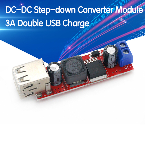 DC 6V-40V a 5V 3a carga doble USB DC-DC módulo convertidor de bajada para cargador de vehículo LM2596 USB Dual ► Foto 1/6