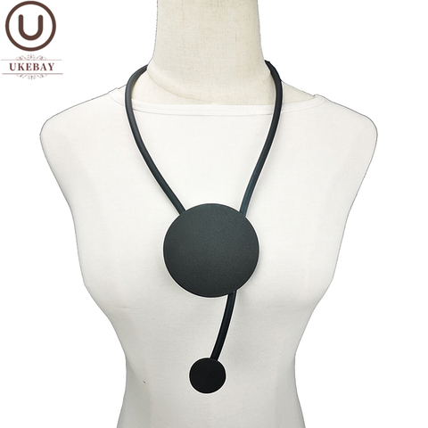 UKEBAY-collares colgantes redondos para mujer, cadenas de goma negras, diseño de moda, regalo de Festival, joyería Punk 2022 ► Foto 1/6