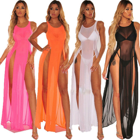 Vestido de lencería Sexy para mujer, ropa interior, ropa de dormir, Sexy, falda de Color puro con abertura ► Foto 1/6