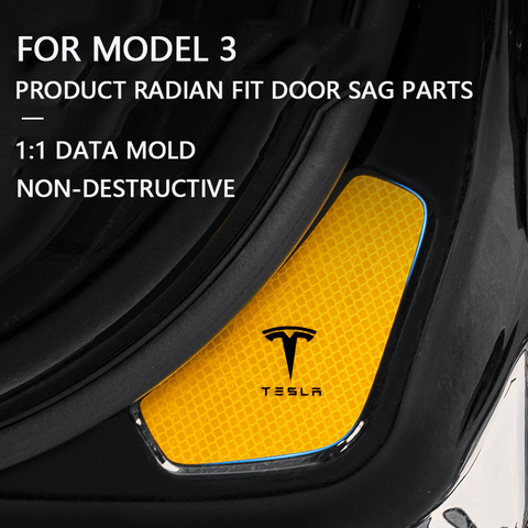 Pegatinas de advertencia reflectantes para puerta de coche, tiras reflectantes impermeables para conducción nocturna, iluminación de seguridad luminosa, Model3 para Tesla, 4 Uds. ► Foto 1/5