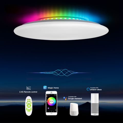 Luces de techo inteligentes con aplicación/voz por WIFI, lámpara de techo con Control remoto y atenuación RGB para cocina, sala de estar y dormitorio ► Foto 1/6