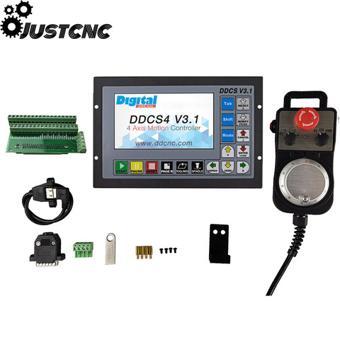 Sistema de control de movimientos DDCS-V3.1, controlador CNC de 4 o 3 ejes, volante eléctrónico con parada de emergencia, soporta código G, oferta especial ► Foto 1/6