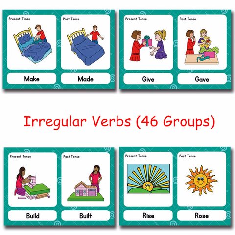 Juego de 46 grupos irregulares de cartas de palabras en inglés, juegos de tarjetas, rompecabezas, Juguetes Educativos de aprendizaje para niños, Montessori ► Foto 1/6