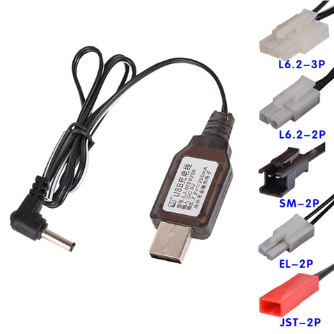 Cargador USB de 7,2 V con enchufe de EL-2P/JST-2P/L6.2-2P/SM-2P para cargador de batería ni-cd/Ni-Mh para juguetes a control remoto, piezas de repuesto de coche ► Foto 1/5