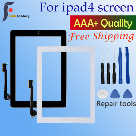 Panel táctil de cristal frontal para Apple iPad 4, Digitalizador de pantalla táctil, botón de inicio, A1458, A1459, A1460, con herramientas, 1 Uds. ► Foto 1/5