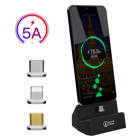 Base de carga magnética SIKAI para iPhone/Micro USB/Tipo C soporte de teléfono 5A cargador magnético para iPhone 11 pro huawei mate 30 pro ► Foto 1/6