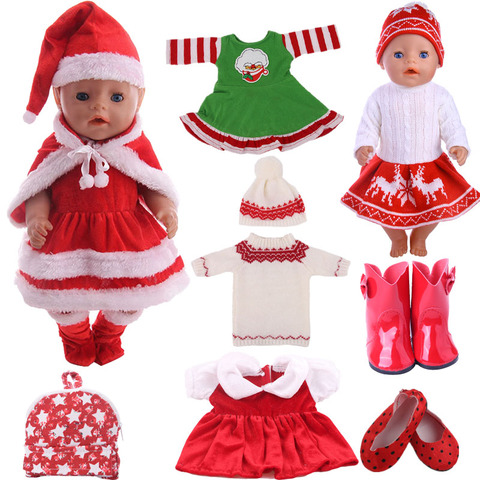 1 Uds. Vestido de ropa de muñeca de Navidad ambiente festivo para muñeca americana de 18 pulgadas niña y muñecas de bebé recién nacido de 43Cm, accesorios para muñecas ► Foto 1/6