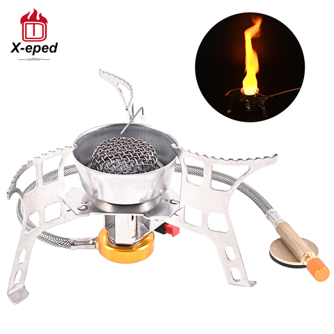 X-eped-estufa de Gas para acampada a prueba de viento, cocina de mochila portátil para exteriores, encendedor plegable, equipo turístico para senderismo y cocina, 3500W ► Foto 1/6