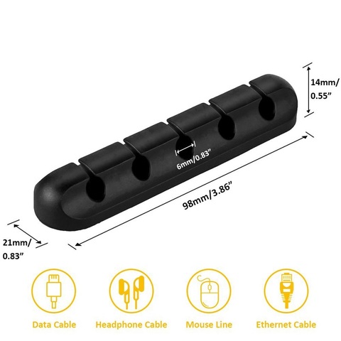 Enrollador de Cable USB, organizador de escritorio, Clips de gestión, soporte para ratón, auriculares y auriculares ► Foto 1/6