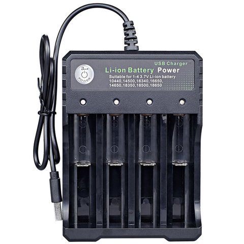 Cargador de batería USB 18650, negro, con 4 ranuras, CA de 110V, 220V, doble para carga 18650, batería de litio recargable de 3,7 V ► Foto 1/6