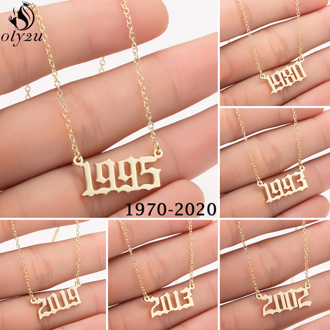 Collar con número de año especial para hombre y mujer, diseño personalizado, año 1975, 1980, 1990, 2022, regalo de cumpleaños de 1970 a 2022 ► Foto 1/6