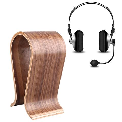 Universal soporte de auriculares en forma de U-Soporte de madera para en la oreja auricular sobre la oreja escritorio pantalla soporte auriculares soporte ► Foto 1/6