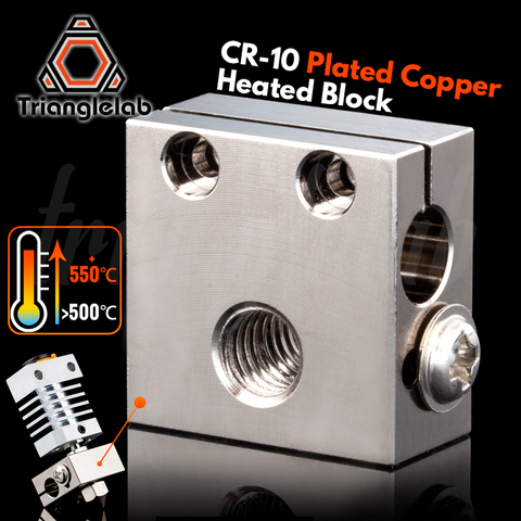 Trianglelab-Bloque de calor de cobre Chapado en CR10 Swiss para CR10 Hotend cr-10 Hotend para boquilla mk8 BMG extrusora ender3 cr-10s ► Foto 1/3