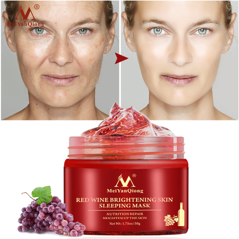 Vino rojo esencia dormir máscara blanqueadora Facial mascarilla nutrición hidratante reparación iluminar el Gel de la piel de noche ► Foto 1/5