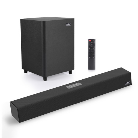 Barra de sonido de TV de 100W 2,1 Altavoz Bluetooth 5,0 sistema de cine en casa 3D Surround >80 dB barra de sonido Control remoto con Subwoofer para TV ► Foto 1/6