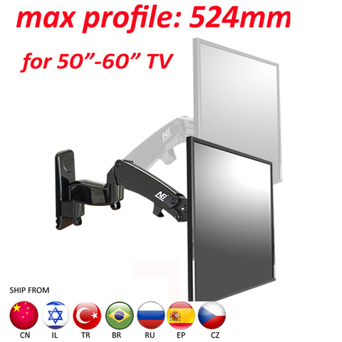 Soporte de pared NB F500 para pantalla LCD, resorte de Gas de presión de aire, doble arm50-60 