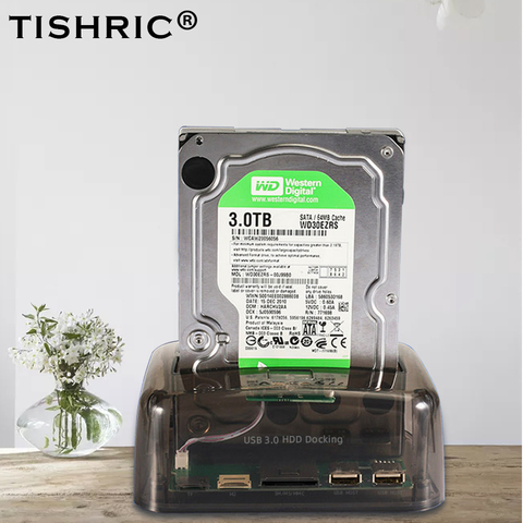 TISHRIC-estación de acoplamiento HDD, caja de disco duro externo transparente, Funda de disco duro/carcasa, USB 3,0, 2,5 