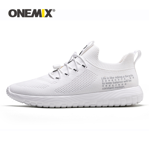 ONEMIX-zapatos de tenis para mujer, zapatillas de deporte transpirables de tejido volador para exteriores, con tiras cruzadas redondas ligeras, zapatos planos sin cordones ► Foto 1/6