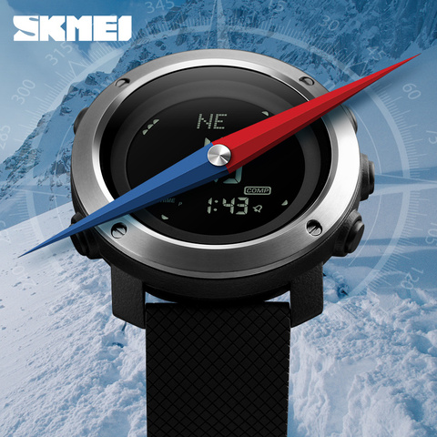 SKMEI-reloj Digital para hombre, pulsera electrónica con brújula de lujo, pronóstico del tiempo ► Foto 1/6