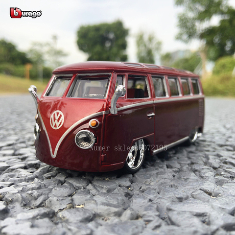 Bburago-Autobús de Volkswagen 1:32, coche de simulación de aleación de metal, modelo plexiglás, a prueba de polvo, pantalla base de embalaje, serie de regalos para coleccionar ► Foto 1/6