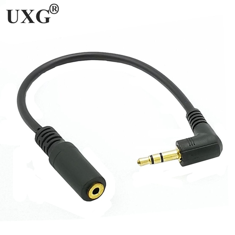 1 Uds 3,5mm 3 polos TRS en ángulo recto Audio estéreo extensión de macho a hembra Cable negro 15cm ► Foto 1/4