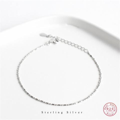 Pulsera de cadena de estilo minimalista para mujer, de Plata de Ley 925, pulsera clásica de moda para pareja de estudiantes, accesorios de joyería ► Foto 1/6