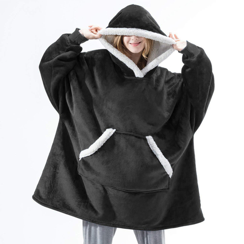 Suave manta Plaid adulto invierno de lana de vestir con capucha Manta con mangas cálido Sherpa ponderada manta de franela con capucha ► Foto 1/6