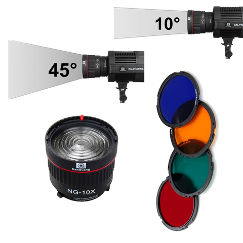 Nanguang-lente de enfoque de NG-10X con filtros de 4 colores, montaje Bowens para Flash y luz Led, ACCESORIOS FOTOGRÁFICOS ► Foto 1/6