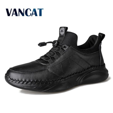 Zapatillas de deporte cálidas para hombre, zapatos masculinos de cuero genuino de alta calidad, a la moda, informales con cordones, para exteriores ► Foto 1/6