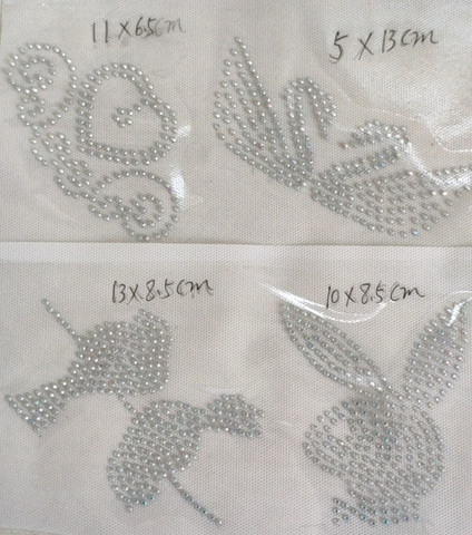 4 pcs/lot etiqueta de la historieta encantadora hierro de fijación en caliente en la transferencia de diamantes de imitación apliques, parche Hot Fix strass transferencia motivos ► Foto 1/1