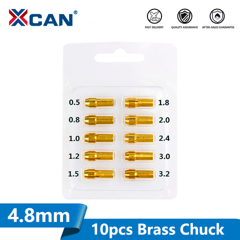 Unids XCAN 10 piezas de latón Chucks Bits de latón collar Mini taladro para herramienta giratoria Dremel 0,5mm Dia 3,2mm-4,8mm accesorio de herramienta eléctrica ► Foto 1/5