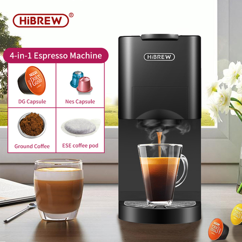 HiBREW-máquina de café expreso 4 en 1 para Dolce gusto, nespresso, ESEpod, powde, cuerpo de acero inoxidable cepillado ► Foto 1/6