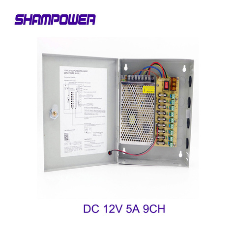 Interruptor de fuente de alimentación CCTV, Caja De Alimentación de Canal 12V 5A 9CH para cámara de vigilancia de seguridad CCTV, accesorios de seguridad CCTV ► Foto 1/6