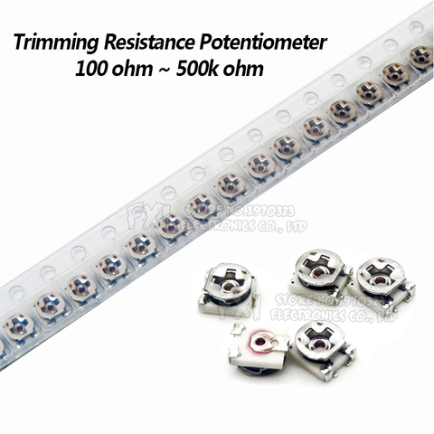 10 Uds 3*3 Trimmer resistencia potenciómetro Trimpot SMD 3X3 ajustable resistencia Variable 100, 500 1K 2K 5K 10K 20K 50K 100K 1M ohm ► Foto 1/4