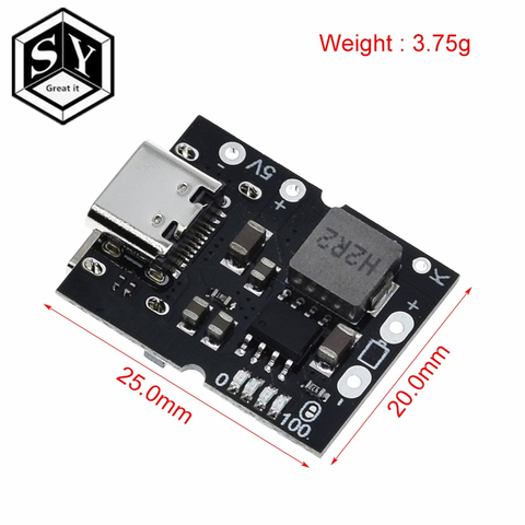 Placa de protección de carga de batería de litio, convertidor Boost tipo C USB 5V 2A, módulo de energía de aumento, pantalla LED, USB para cargador DIY ► Foto 1/6