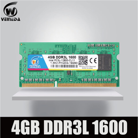 VEINEDA-ordenador portátil Sodimm DDR3L, 2GB, 4GB, 8GB, 1600MHz, memoria Ram, DDR, 3L, PC3-12800, 204 Pines, Compatible con todo Intel, AMD, DDR3L ► Foto 1/5