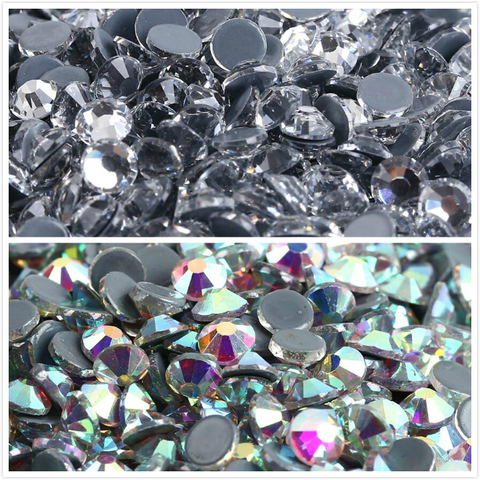 Diamantes de imitación de Cristal AB/transparente con parte posterior plana, piedras de cristal, fijación en caliente, para ropa ► Foto 1/4