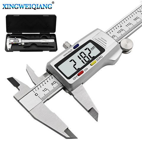 Calibradores digitales de 6 pulgadas y 150mm, calibrador Vernier digital electrónico de acero inoxidable, Micrómetro de Metal, herramienta de medición, calibrador ► Foto 1/6