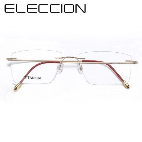 ELECCION de titanio puro sin montura marcos para gafas hombre miopía gafas hombres marcos ópticos Plaza receta espectáculo de las mujeres ► Foto 1/6