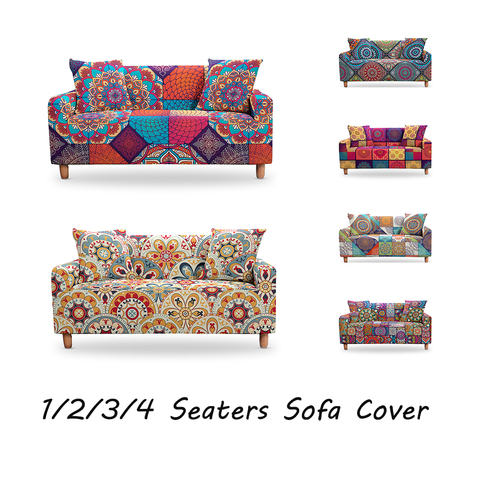 Fundas elásticas de sofá para sala de estar, cubierta protectora Mandala antideslizante bohemia para silla de 1/2/3/4 asientos ► Foto 1/6
