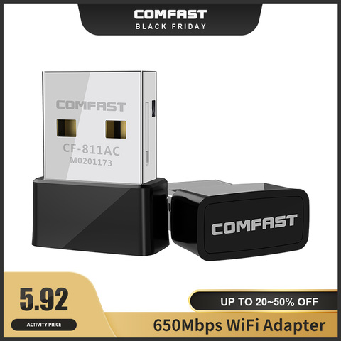 Comfast 650Mbps doble banda 2,4 & 5,8G adaptador inalámbrico USB 802.11AC antena para computadora portátil de escritorio receptor AC CF-811AC ► Foto 1/6
