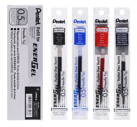 Pentel Energel-recarga de tinta de Gel, punta de aguja LRN5, 12 unidades/caja, 12 colores, para BLN75/105/0,5 Mm, negro/azul/rojo/azul ► Foto 1/5