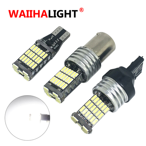 1 Uds coche T15 T20 1156 BA15S P21W W16W Led 45 4014 SMD CANBUS NO ERROR bombilla trasera de coche de luz de freno Luz de marcha atrás para automóvil reverso lámpara DC12V ► Foto 1/6