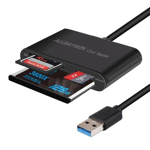 Lector de tarjetas SD USB 3,0, lector de tarjetas de memoria Flash compacto, adaptador de tarjeta para CF/SD/TF Micro SD/Micro tarjeta para viento ► Foto 1/6